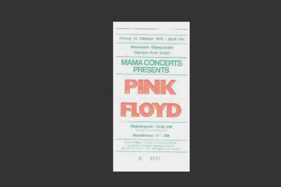 1973 Pink Floyd M&uuml;nchen Ticket