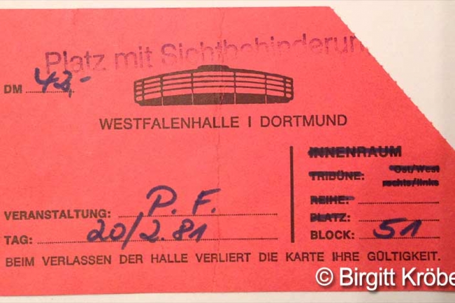 1981 Pink Floyd Dortmund - Ticket