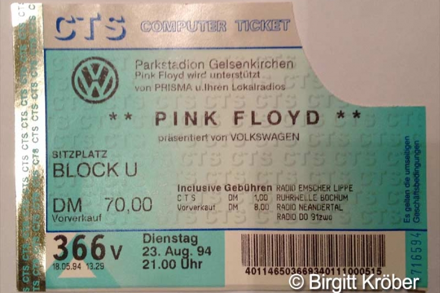 1994 Pink Floyd Gelsenkirchen Ticket