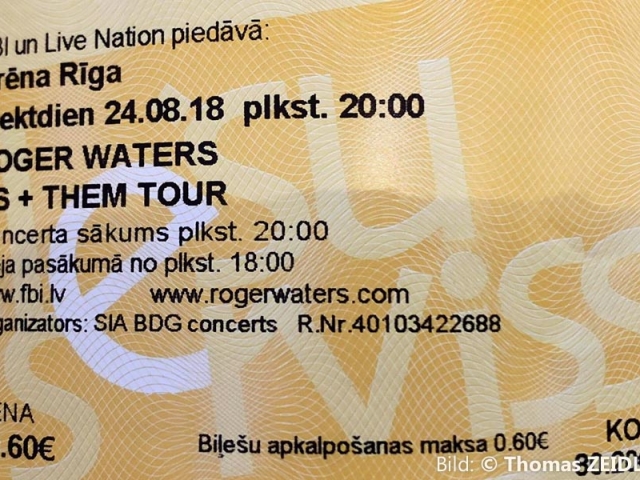 Roger Waters 24.8.2018 Riga Ticket