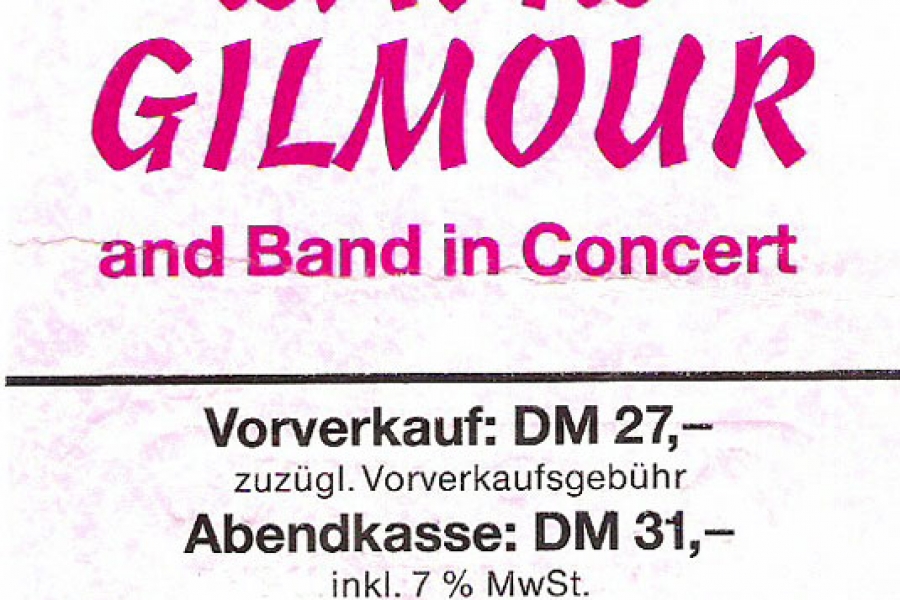 David Gilmour 1984 M&uuml;nchen Ticket