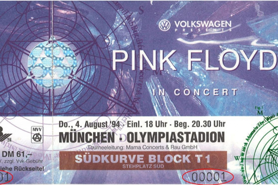 Pink Floyd 1994 M&uuml;nchen Ticket
